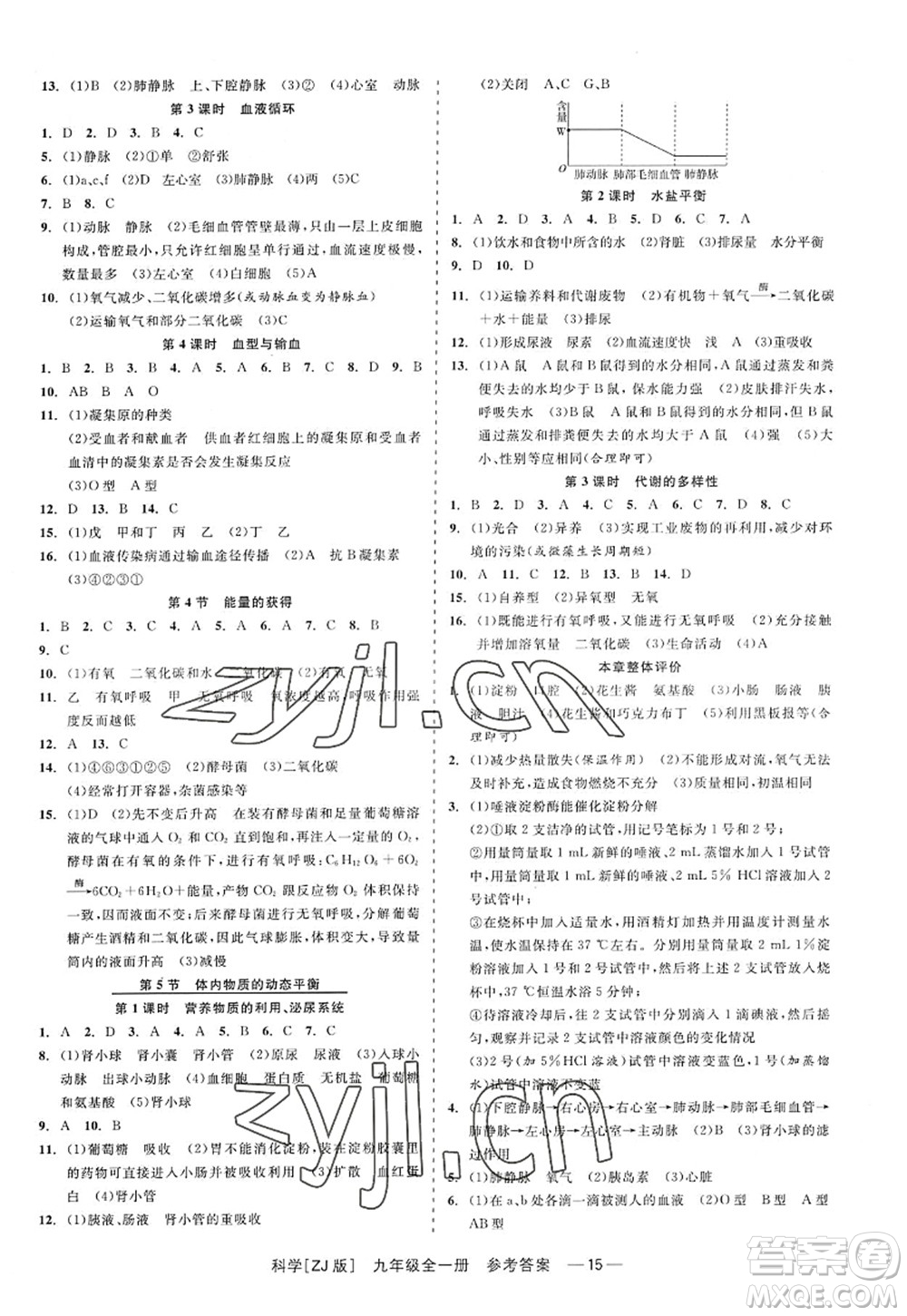 浙江工商大學(xué)出版社2022精彩練習(xí)就練這一本九年級(jí)科學(xué)全一冊(cè)ZJ浙教版答案