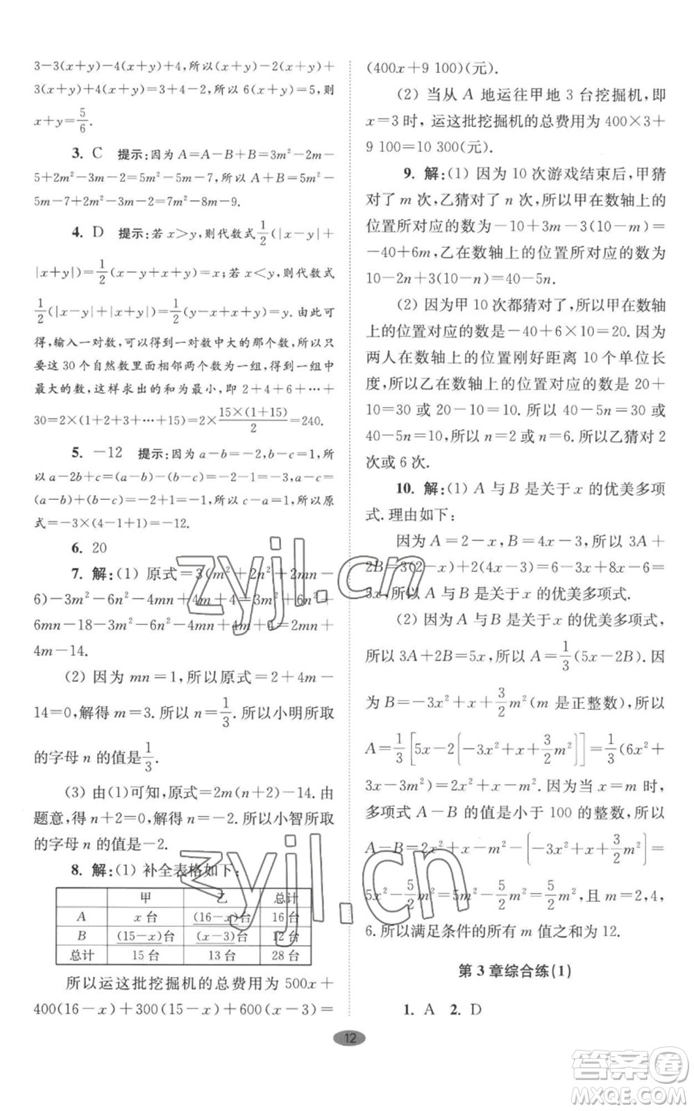 江蘇鳳凰科學(xué)技術(shù)出版社2022小題狂做七年級上冊數(shù)學(xué)蘇科版巔峰版參考答案