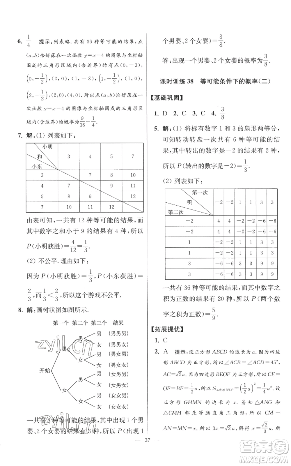 江蘇鳳凰科學(xué)技術(shù)出版社2022小題狂做九年級上冊數(shù)學(xué)蘇科版提優(yōu)版參考答案