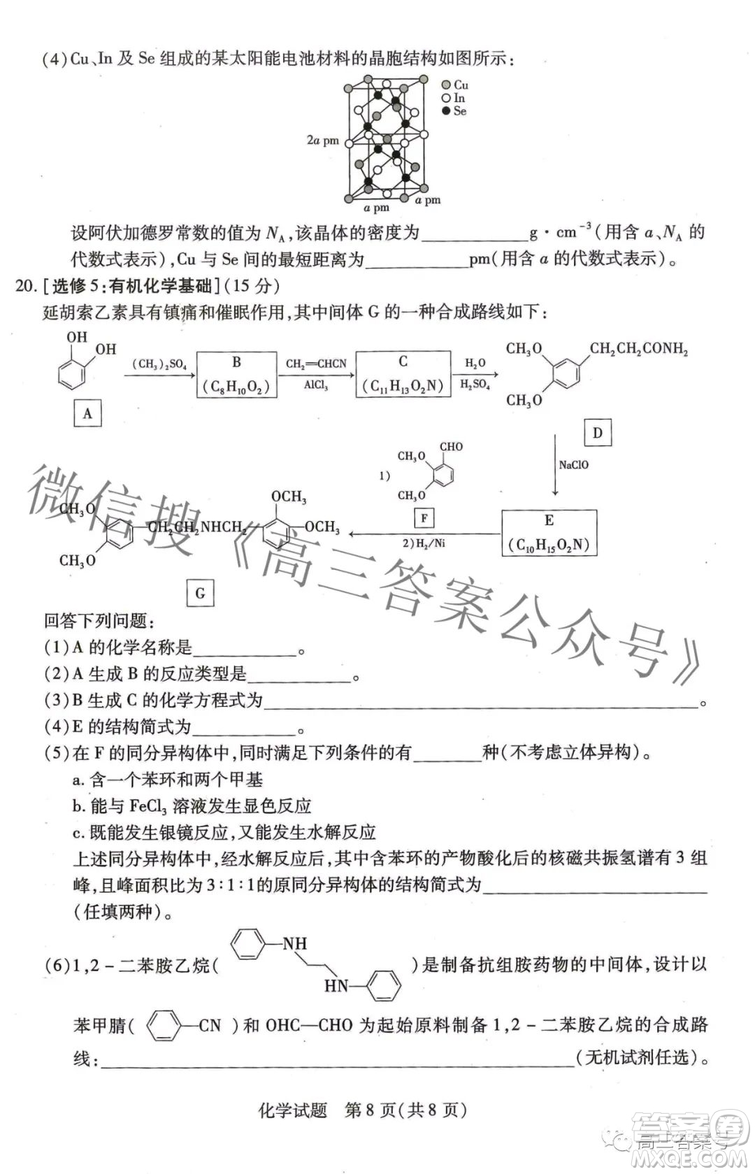 天一大聯(lián)考頂尖計劃2023屆高中畢業(yè)班第一次考試化學試題及答案