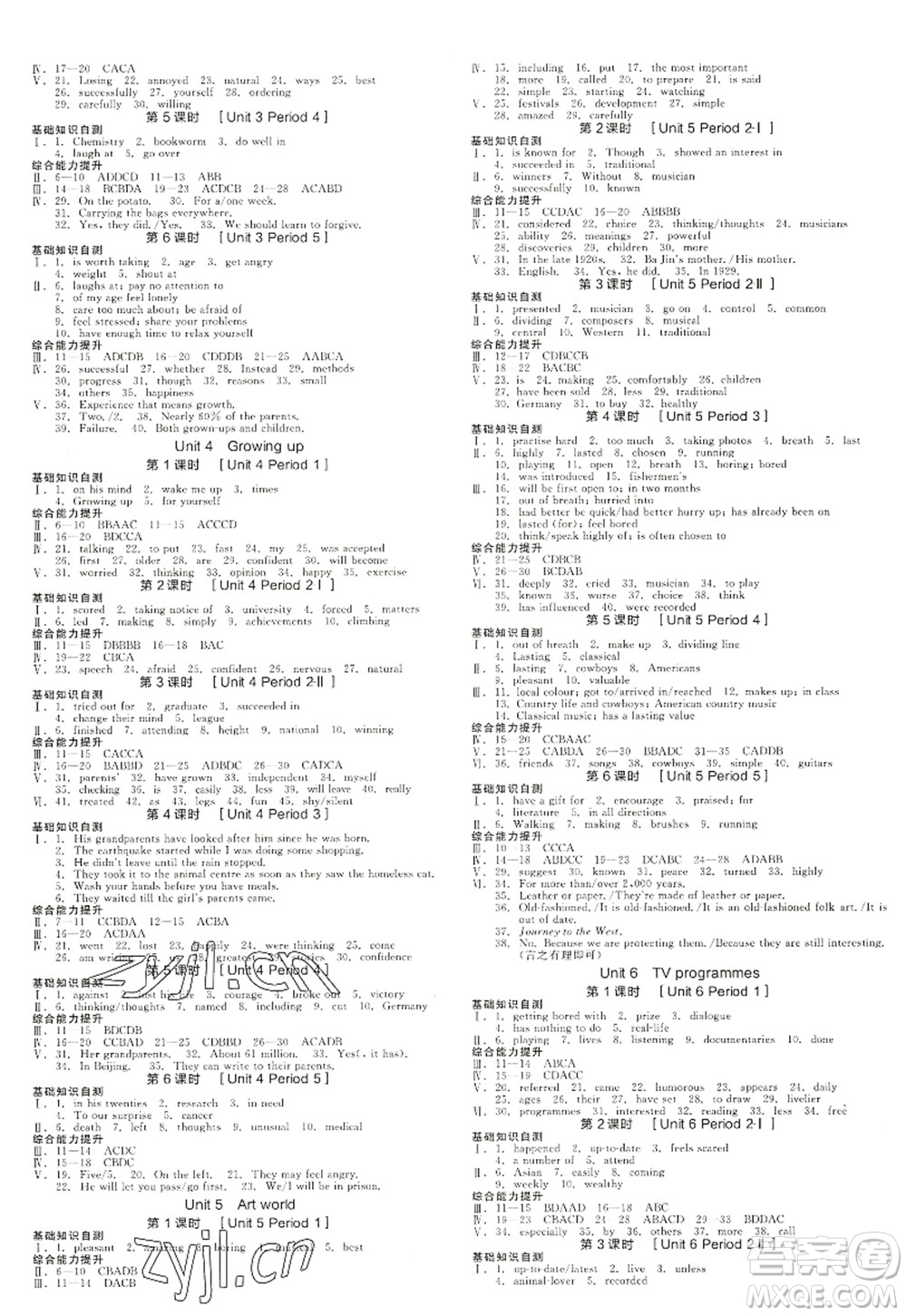 陽(yáng)光出版社2022全品學(xué)練考九年級(jí)英語(yǔ)全一冊(cè)YLNJ譯林牛津版徐州專版答案