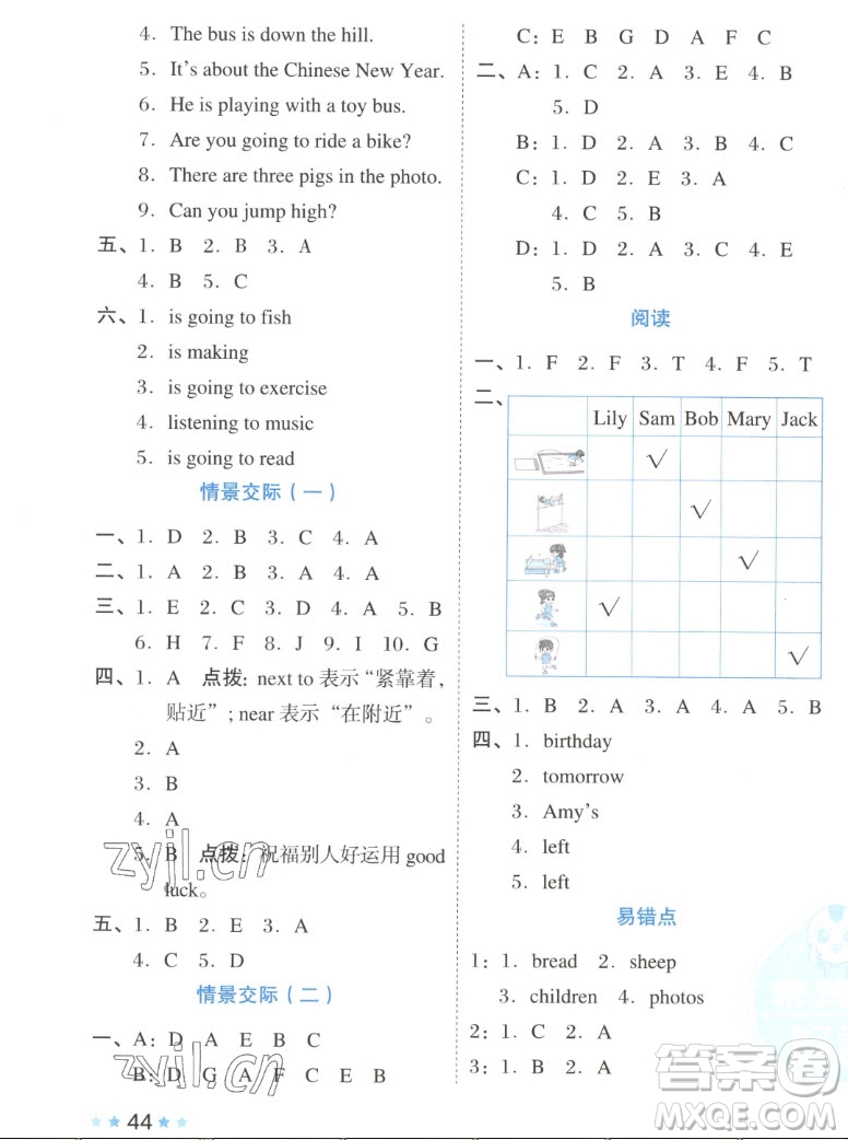 吉林教育出版社2022秋好卷三年級英語上冊NJ牛津版答案