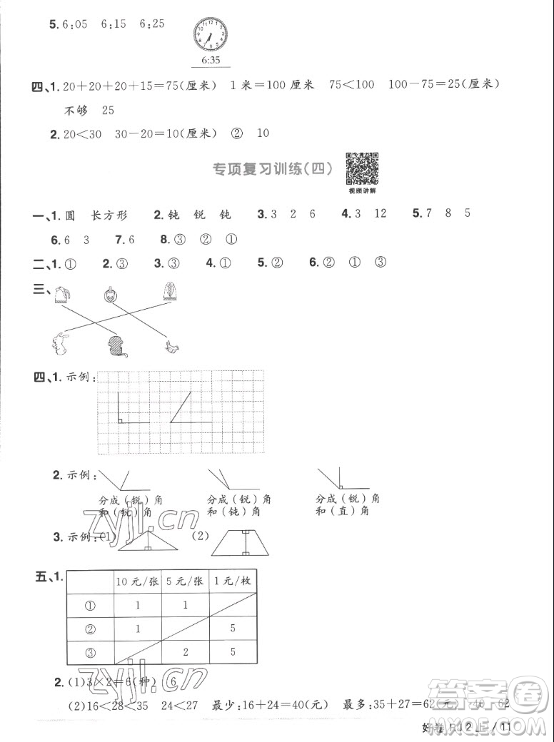 江西教育出版社2022陽(yáng)光同學(xué)一線名師全優(yōu)好卷數(shù)學(xué)二年級(jí)上冊(cè)人教版答案