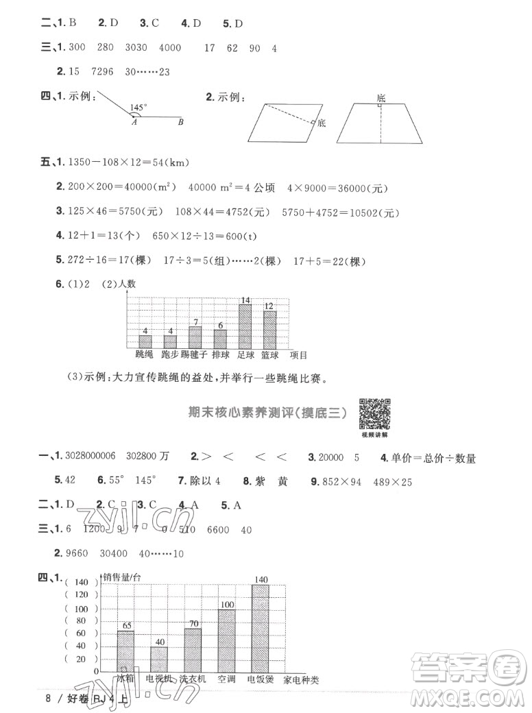 江西教育出版社2022陽(yáng)光同學(xué)一線名師全優(yōu)好卷數(shù)學(xué)四年級(jí)上冊(cè)人教版答案