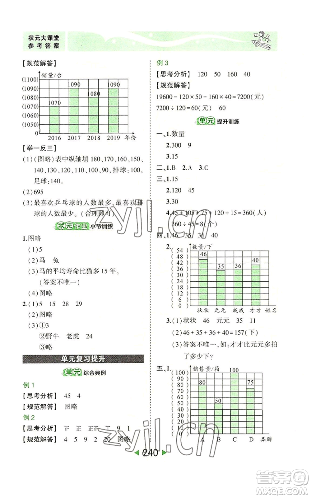 西安出版社2022秋季狀元成才路狀元大課堂四年級(jí)上冊數(shù)學(xué)人教版參考答案