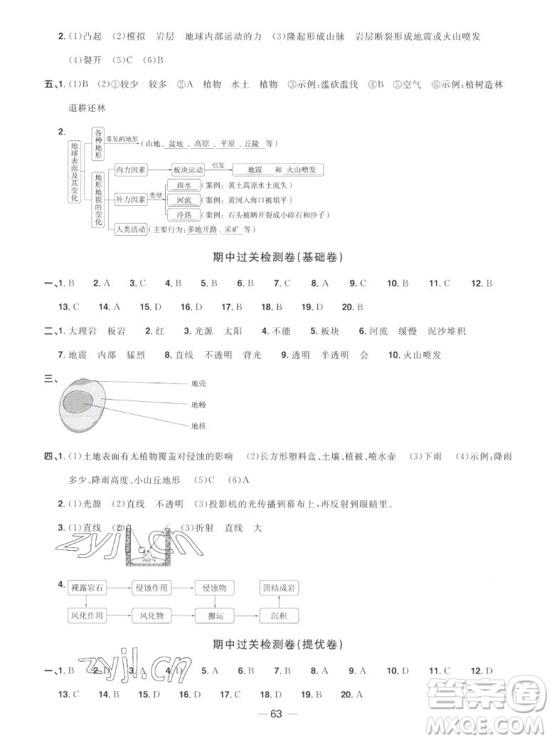 江西教育出版社2022陽(yáng)光同學(xué)一線名師全優(yōu)好卷科學(xué)五年級(jí)上冊(cè)教科版答案