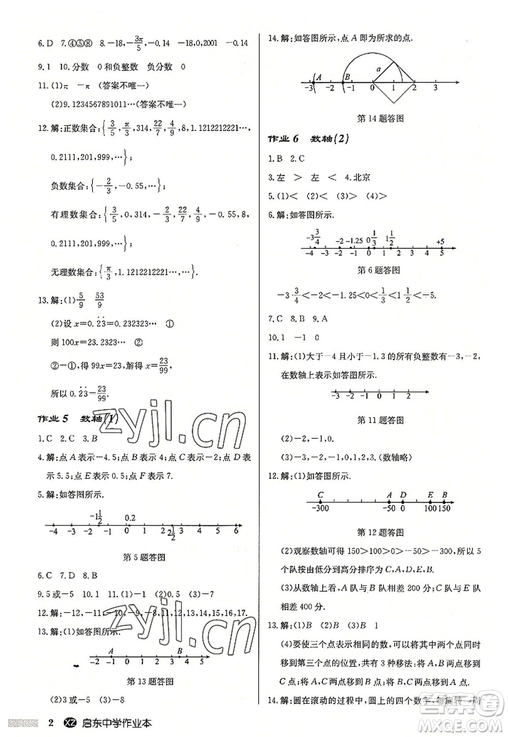 龍門書(shū)局2022啟東中學(xué)作業(yè)本七年級(jí)數(shù)學(xué)上冊(cè)JS江蘇版徐州專版答案