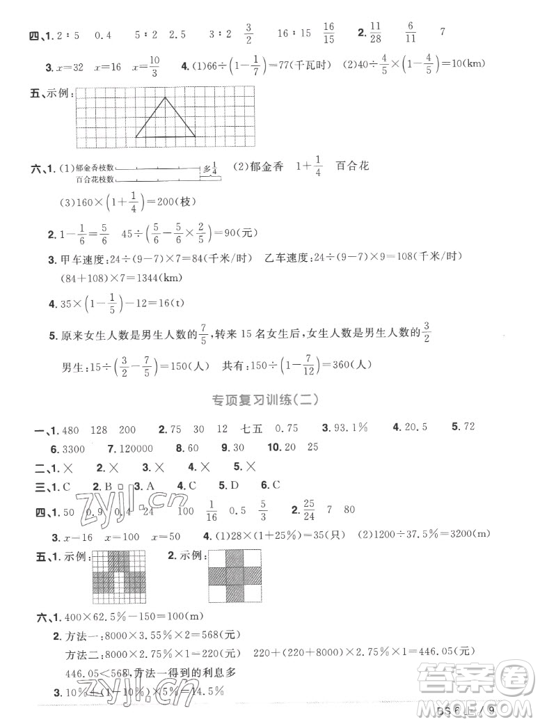 江西教育出版社2022陽(yáng)光同學(xué)一線名師全優(yōu)好卷數(shù)學(xué)六年級(jí)上冊(cè)北師版答案