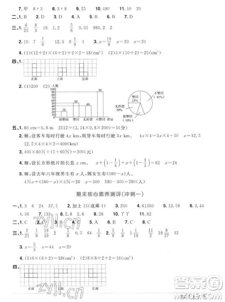 江西教育出版社2022陽(yáng)光同學(xué)一線名師全優(yōu)好卷數(shù)學(xué)六年級(jí)上冊(cè)北師版答案