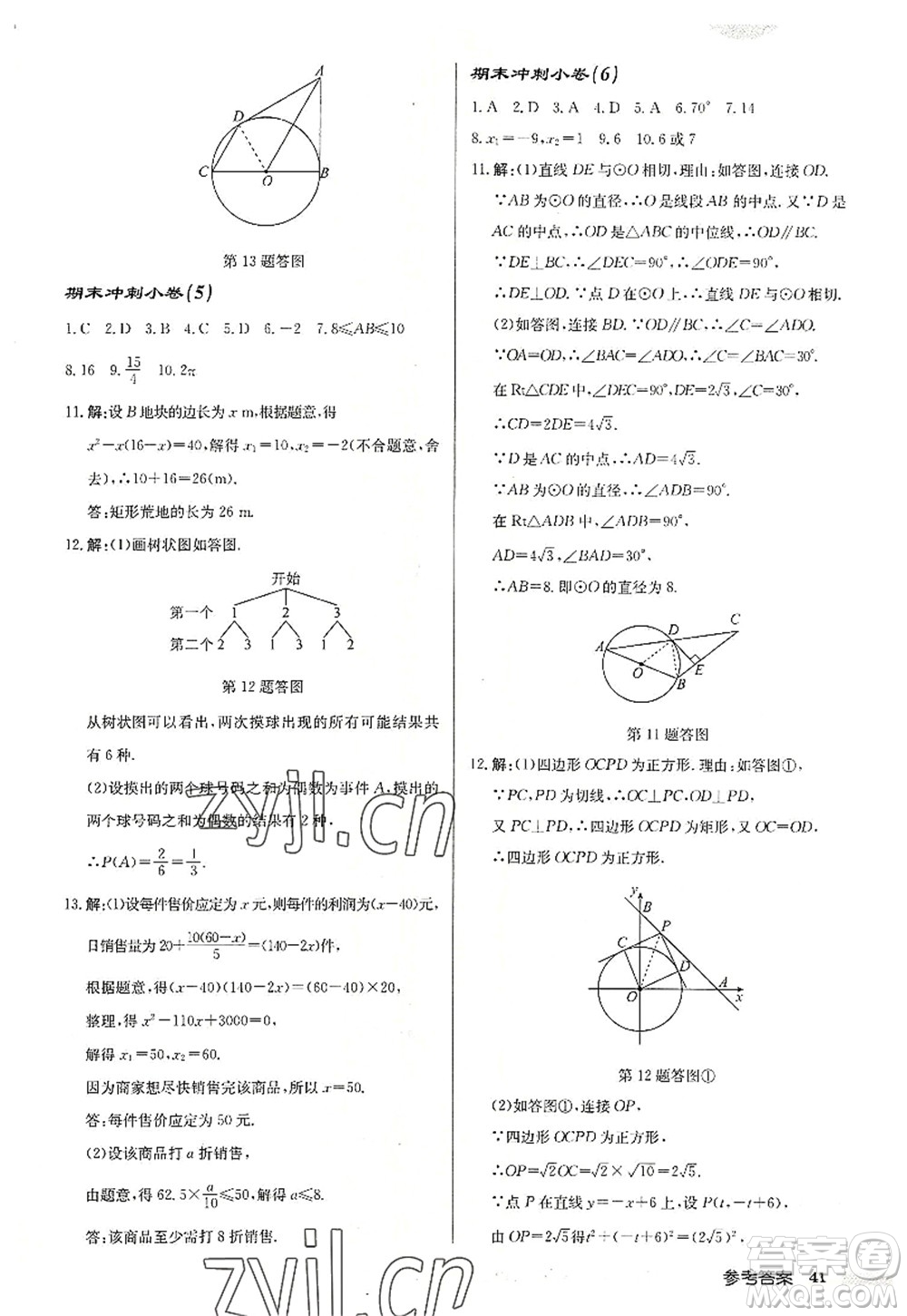 龍門書局2022啟東中學(xué)作業(yè)本九年級數(shù)學(xué)上冊JS江蘇版連淮專版答案