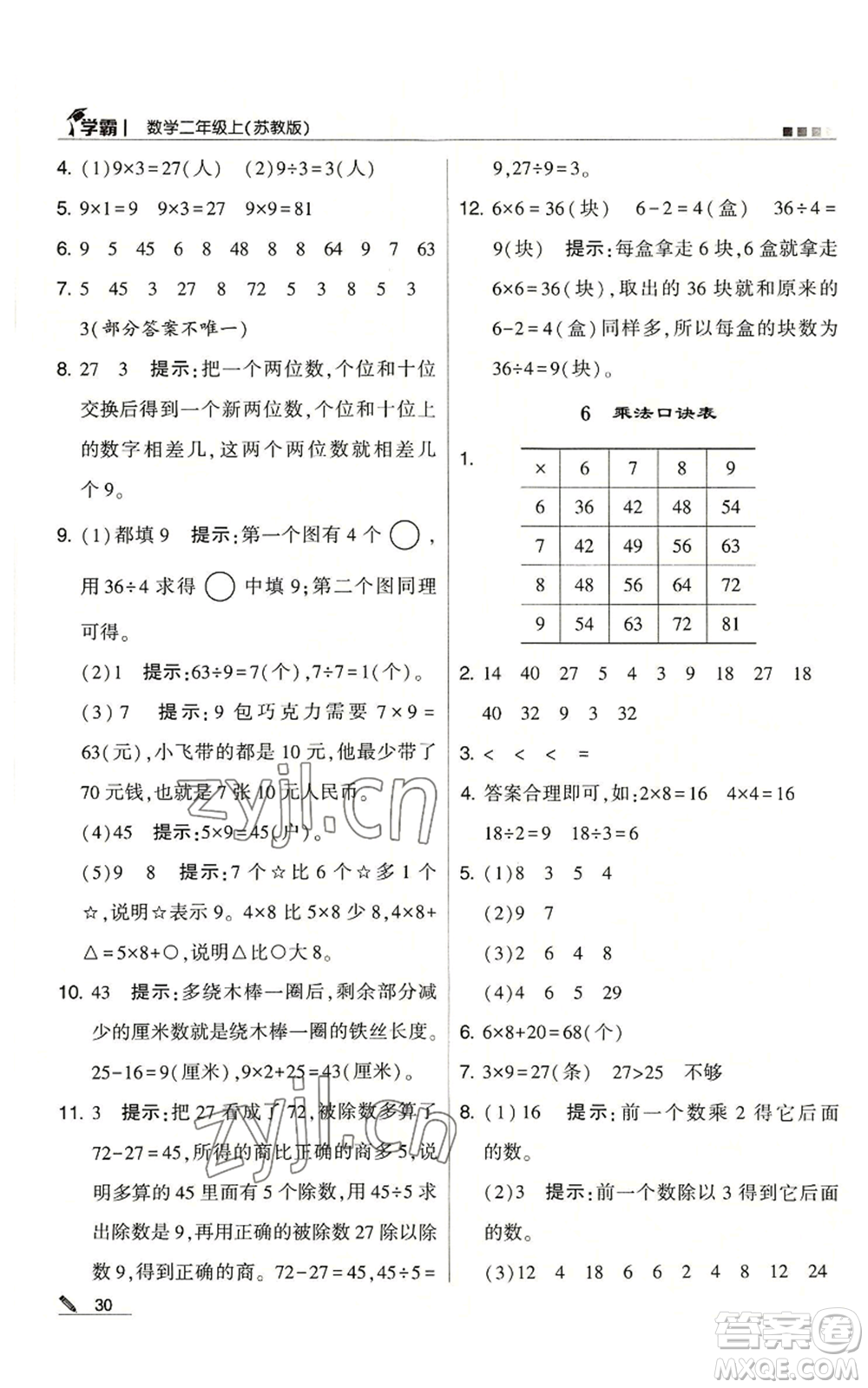 甘肅少年兒童出版社2022經(jīng)綸學(xué)典學(xué)霸二年級上冊數(shù)學(xué)蘇教版參考答案