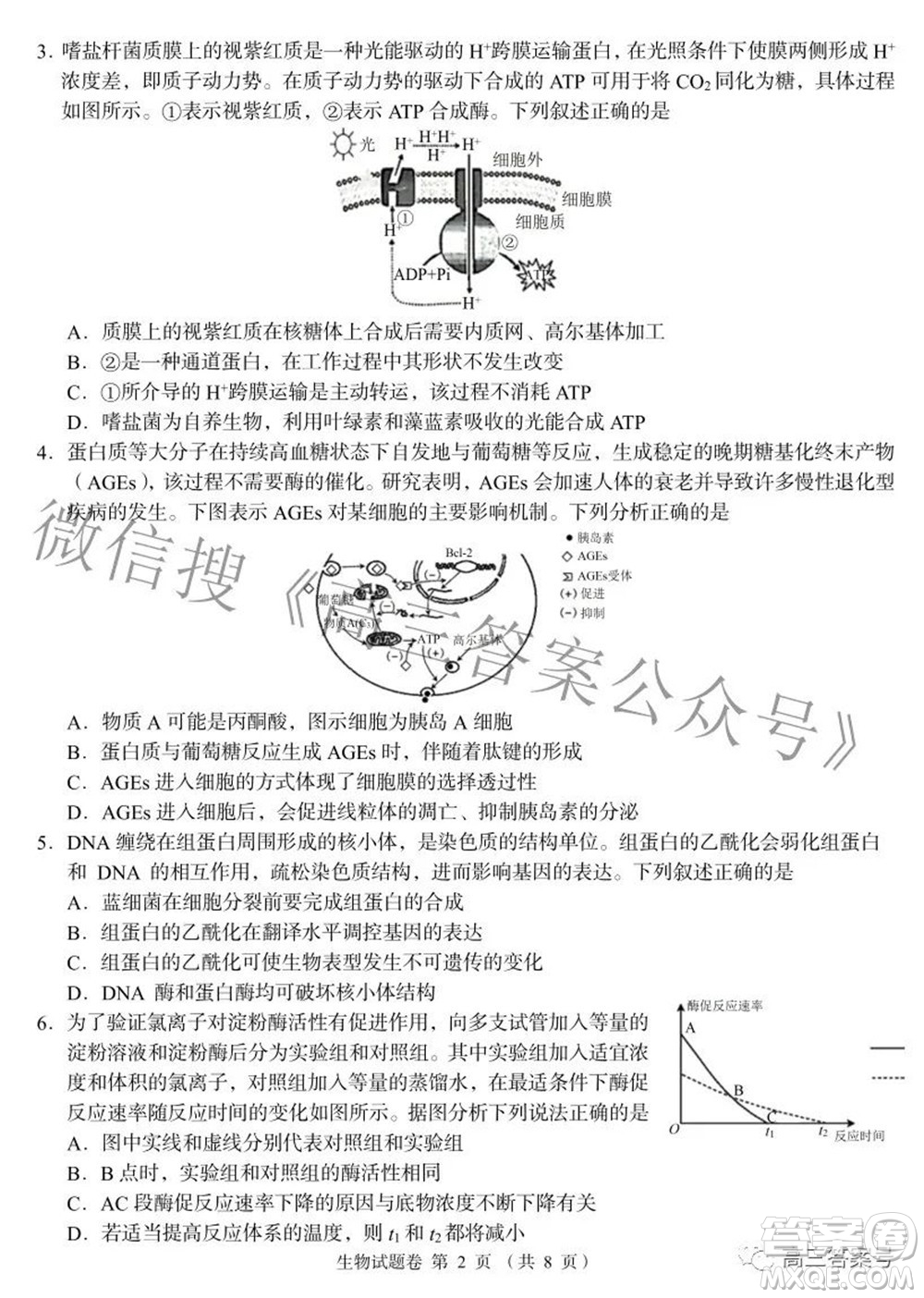 A佳教育2022年8月高三入學(xué)摸底測試生物試題及答案