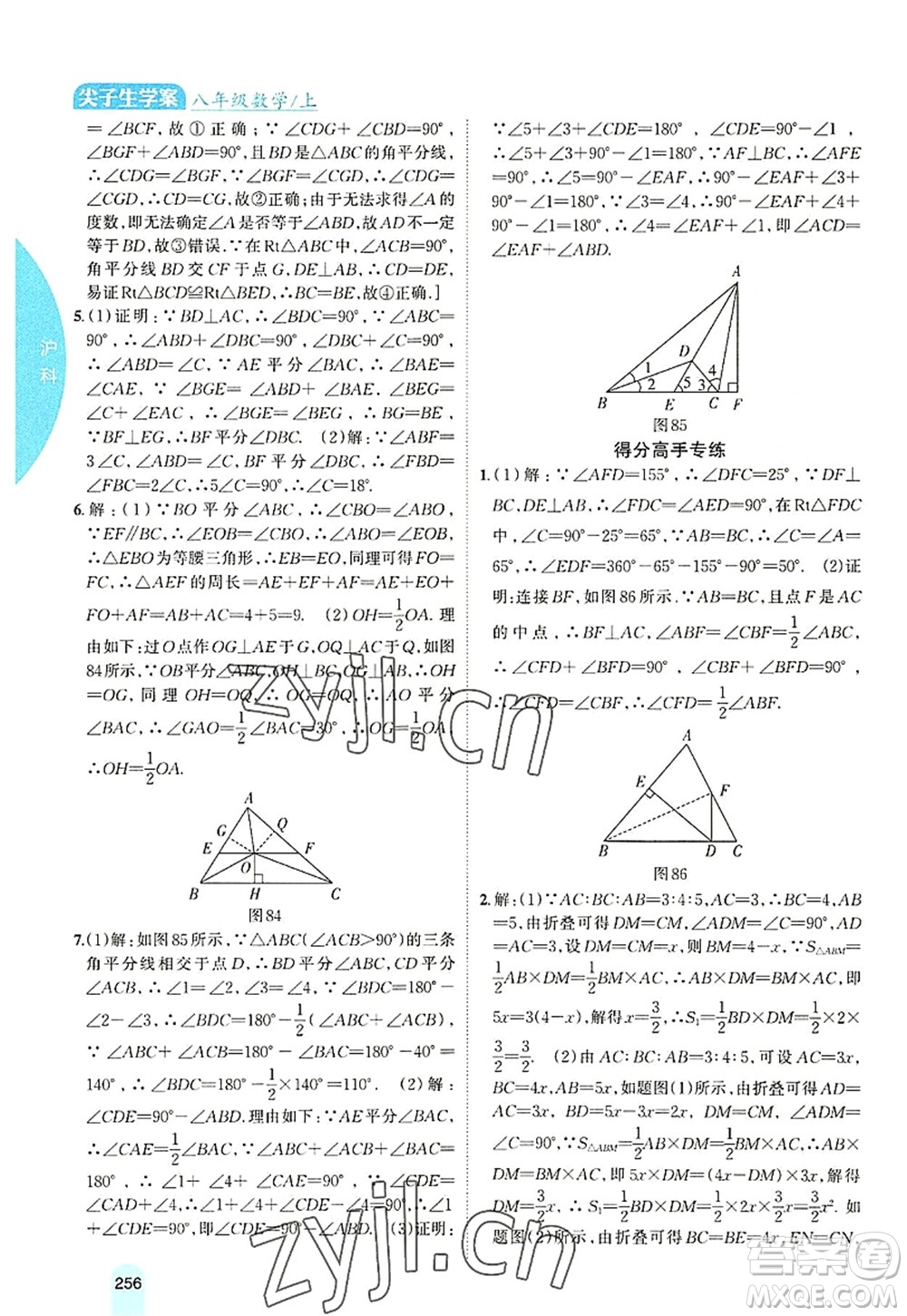 吉林人民出版社2022尖子生學(xué)案八年級數(shù)學(xué)上冊滬科版答案