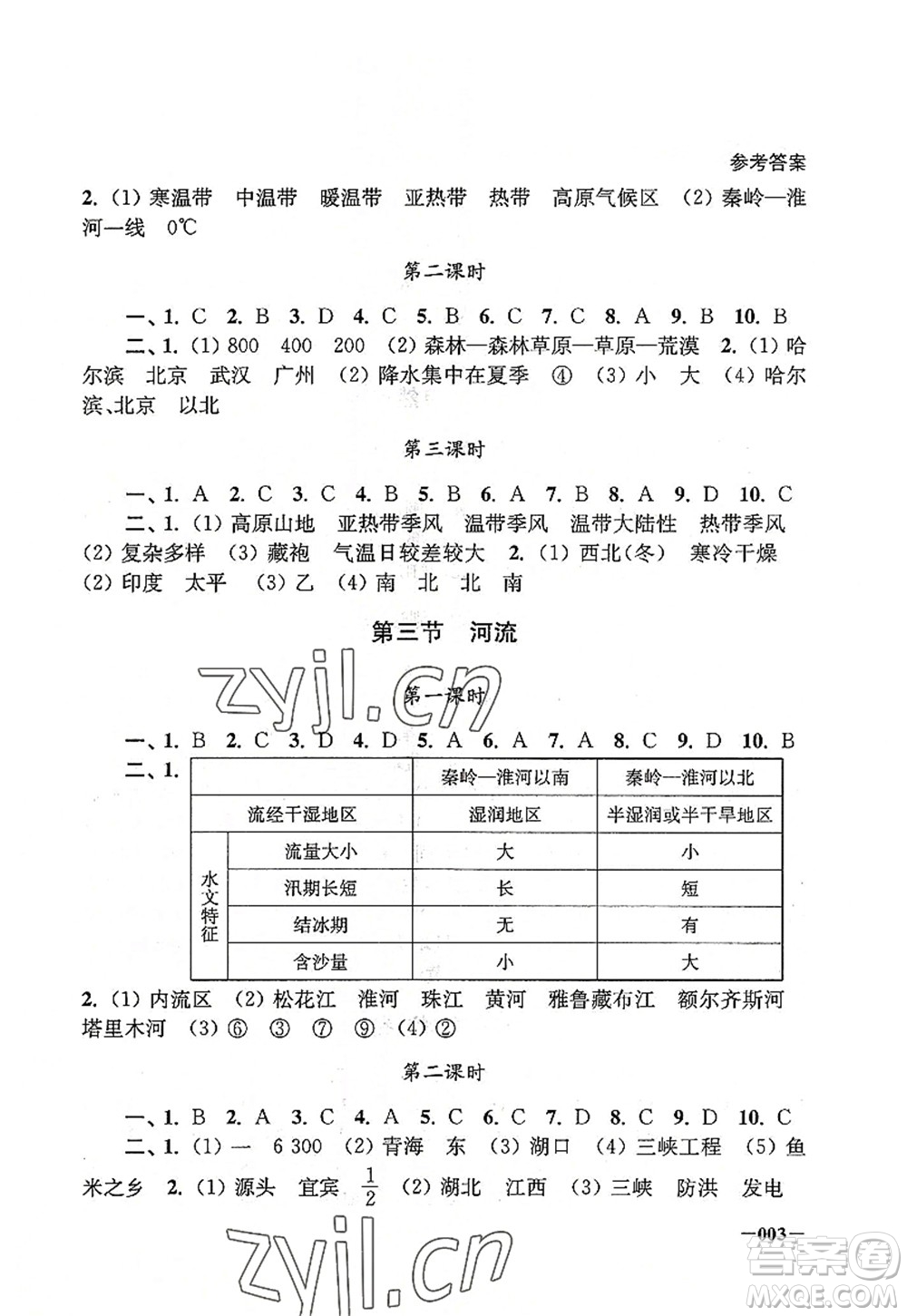 江蘇鳳凰美術(shù)出版社2022課堂追蹤八年級(jí)地理上冊(cè)人教版答案