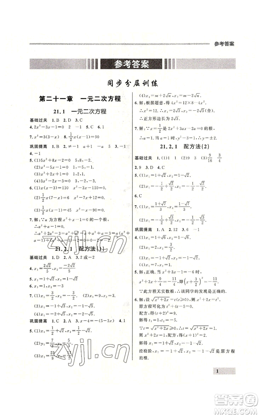 延邊大學(xué)出版社2022秋季點(diǎn)石成金金牌每課通九年級(jí)數(shù)學(xué)人教版大連專版參考答案