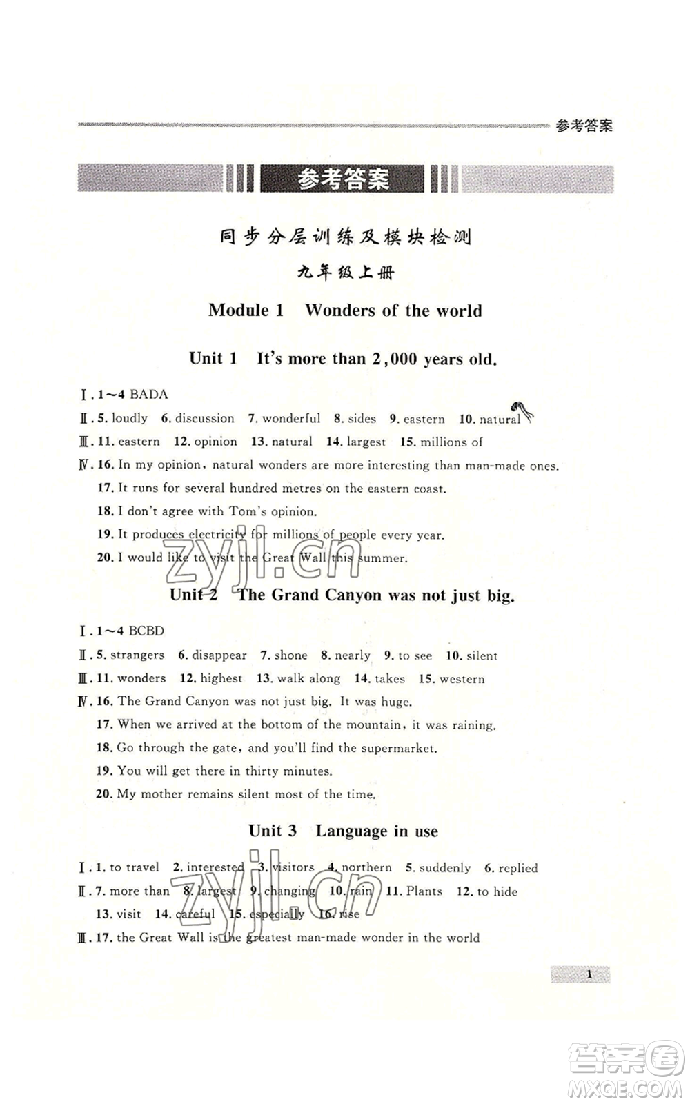 延邊大學出版社2022秋季點石成金金牌每課通九年級英語外研版大連專版參考答案