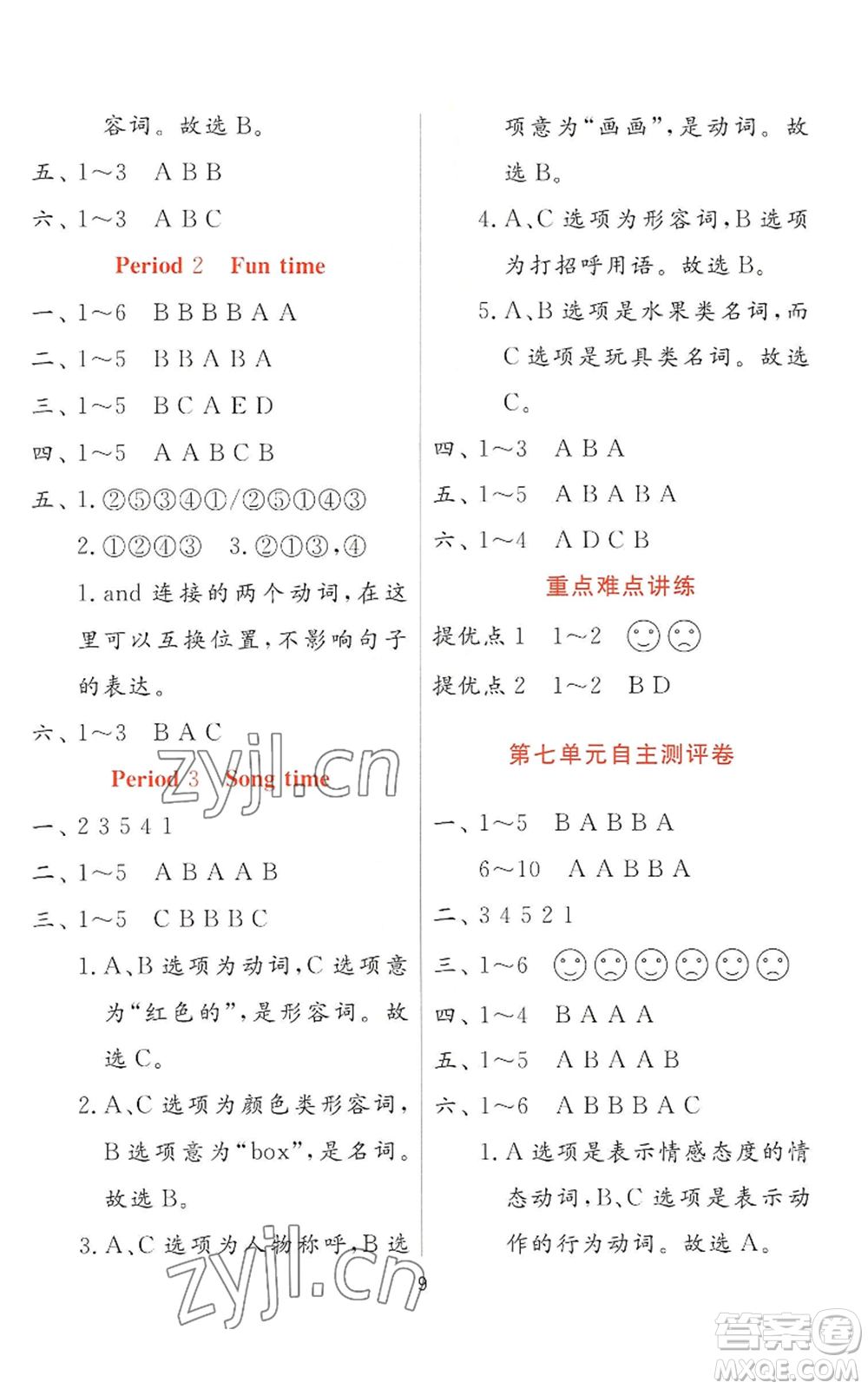 江蘇人民出版社2022秋季實驗班提優(yōu)訓(xùn)練一年級上冊英語譯林版參考答案