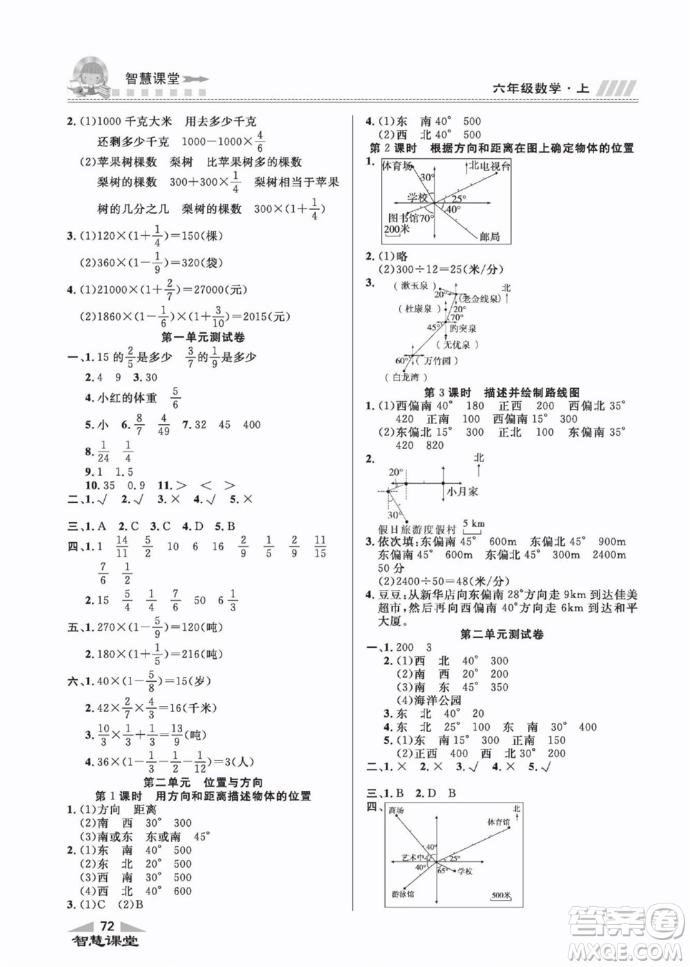 云南科技出版社2022秋智慧課堂同步講練測(cè)數(shù)學(xué)六年級(jí)上冊(cè)RJ人教版答案