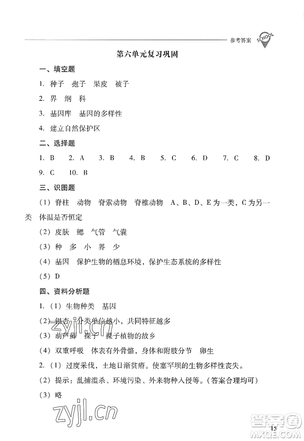 山西教育出版社2022新課程問題解決導(dǎo)學(xué)方案八年級(jí)生物上冊(cè)人教版答案