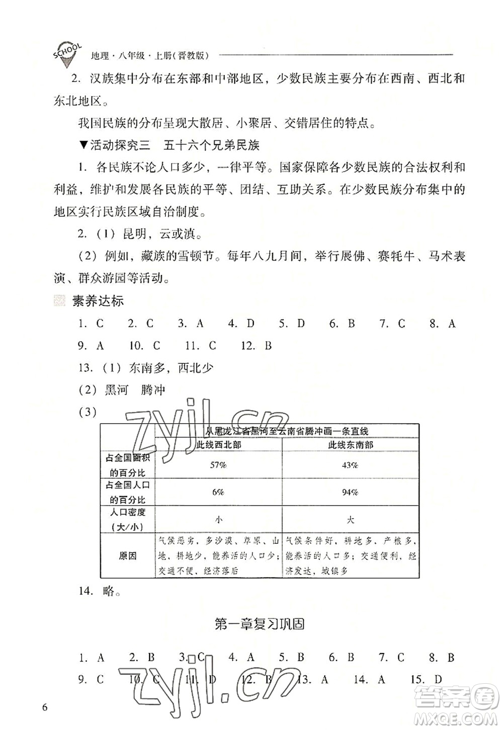 山西教育出版社2022新課程問題解決導(dǎo)學(xué)方案八年級(jí)地理上冊(cè)晉教版答案