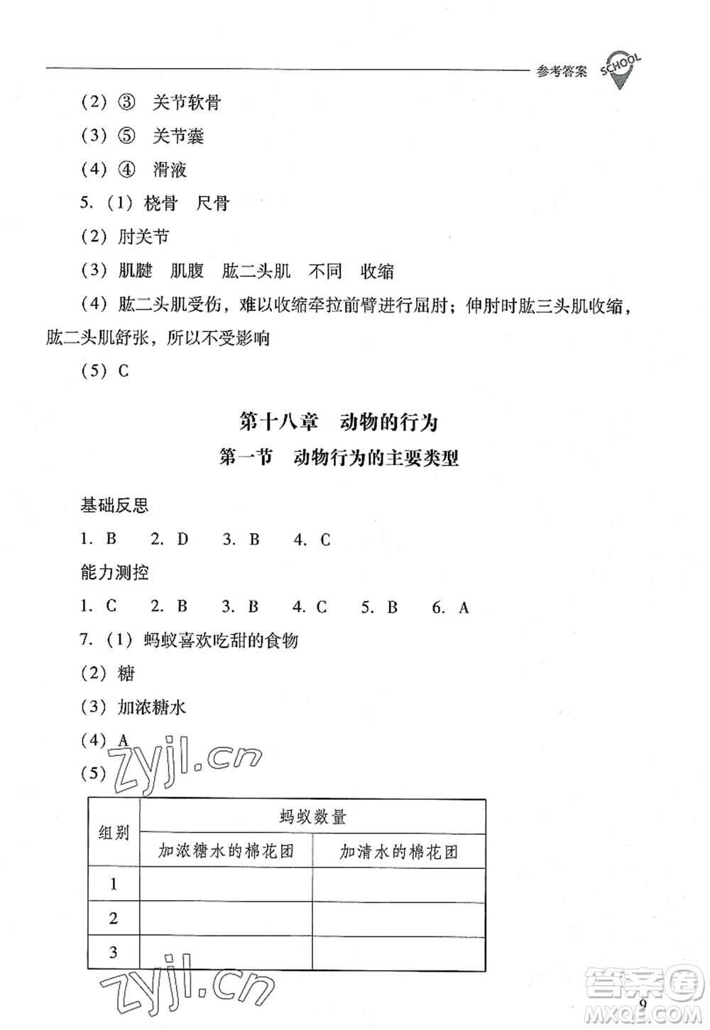 山西教育出版社2022新課程問題解決導學方案八年級生物上冊鳳凰版答案