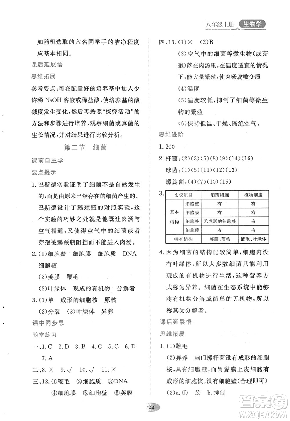 黑龍江教育出版社2022資源與評(píng)價(jià)八年級(jí)生物上冊人教版答案