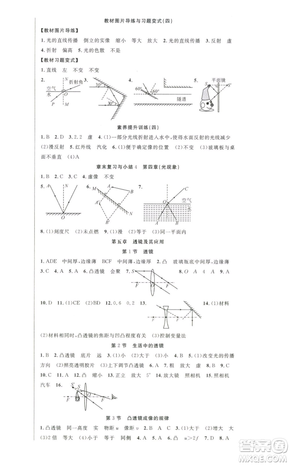 新世紀(jì)出版社2022秋季課時(shí)奪冠八年級上冊物理人教版參考答案