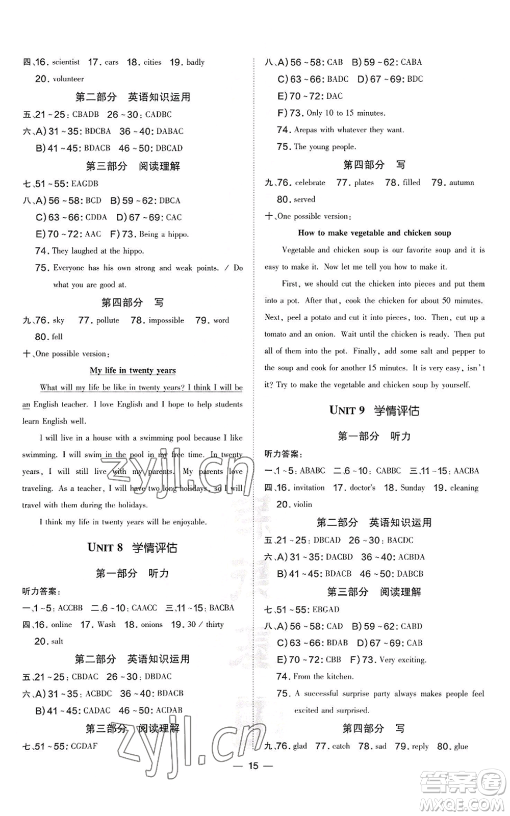 安徽教育出版社2022秋季點(diǎn)撥訓(xùn)練八年級(jí)上冊(cè)英語(yǔ)人教版安徽專版參考答案