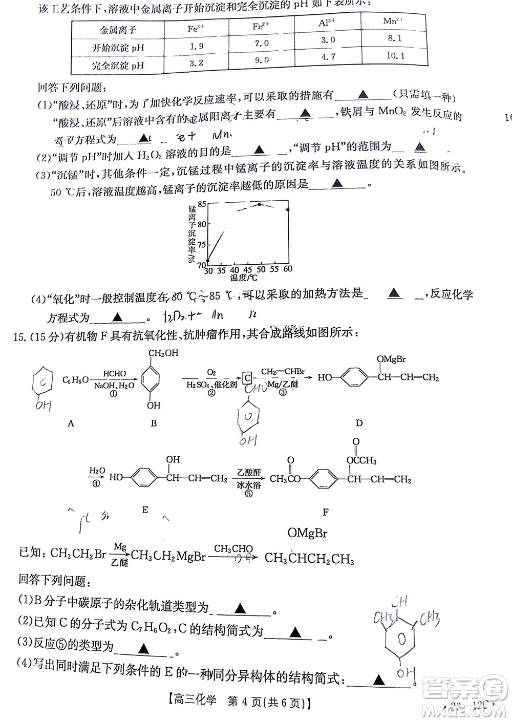 2023屆江蘇省百校聯(lián)考高三年級第一次考試化學(xué)試卷及答案