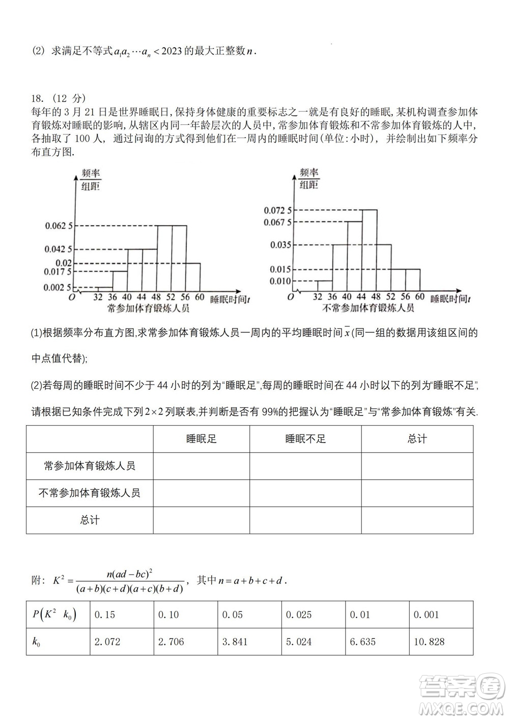 2023屆普通高等學校招生全國統(tǒng)一考試青桐鳴9月聯(lián)考文科數(shù)學試題及答案