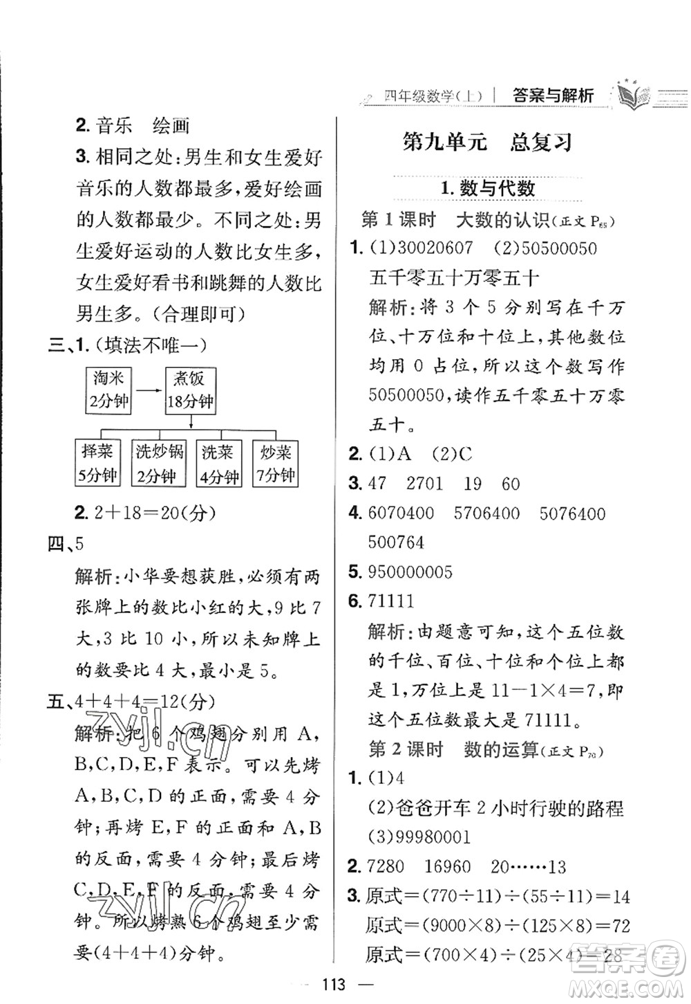 陜西人民教育出版社2022小學(xué)教材全練四年級數(shù)學(xué)上冊RJ人教版答案