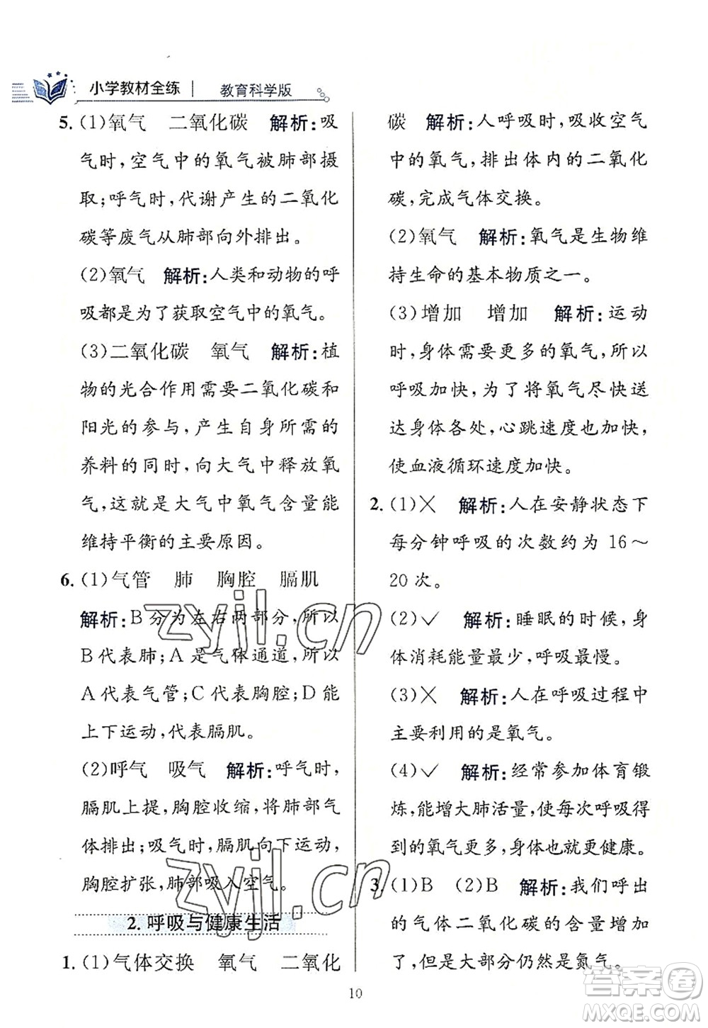 陜西人民教育出版社2022小學(xué)教材全練四年級科學(xué)上冊教育科學(xué)版答案