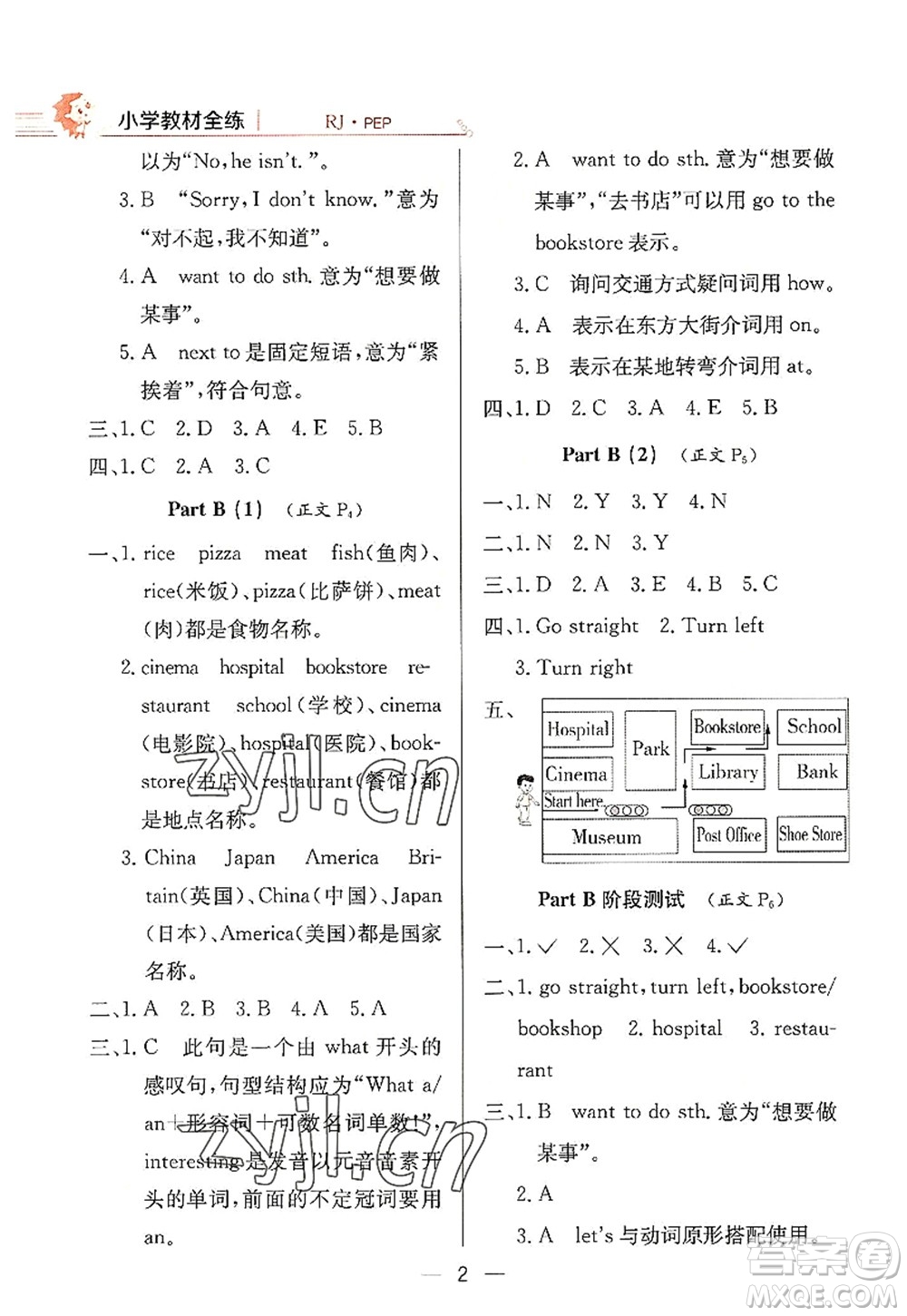 陜西人民教育出版社2022小學(xué)教材全練六年級英語上冊RJ人教版答案