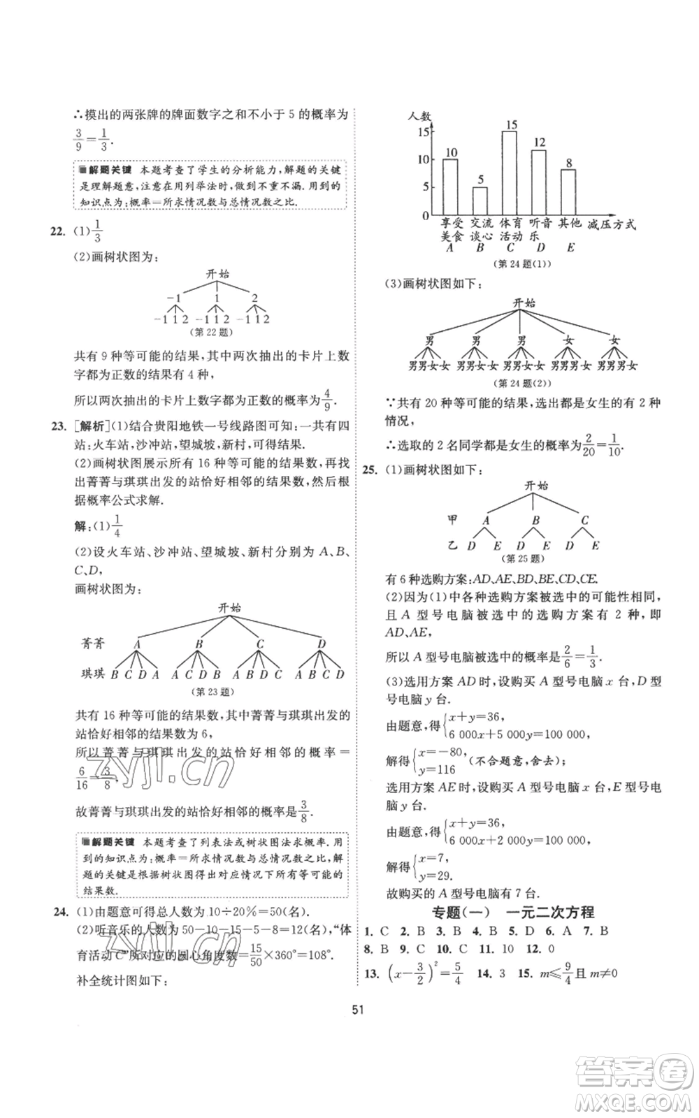 江蘇人民出版社2022秋季1課3練單元達標測試九年級上冊數(shù)學蘇科版參考答案