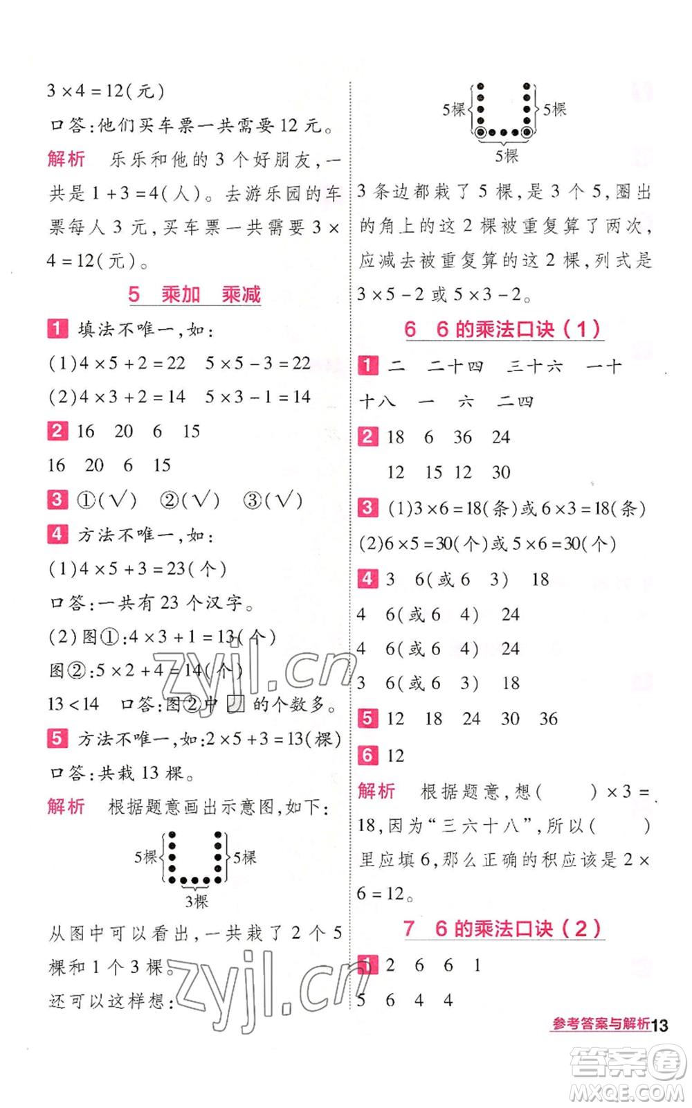 南京師范大學(xué)出版社2022秋季一遍過二年級(jí)上冊(cè)數(shù)學(xué)人教版參考答案