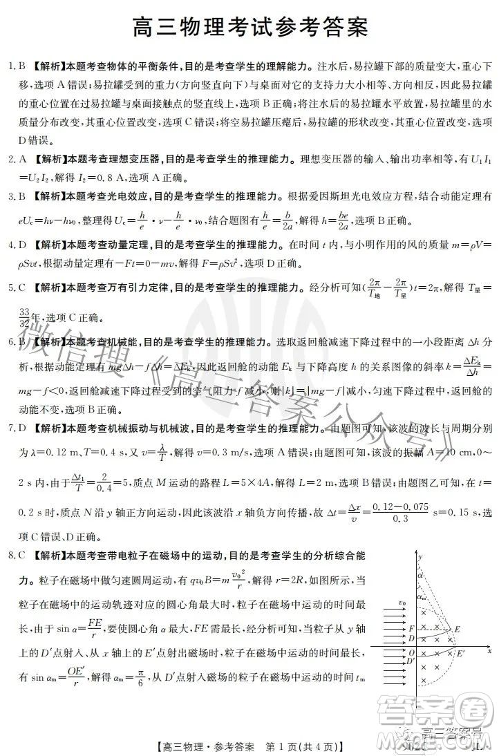 2023屆吉林金太陽(yáng)9月聯(lián)考高三物理答案