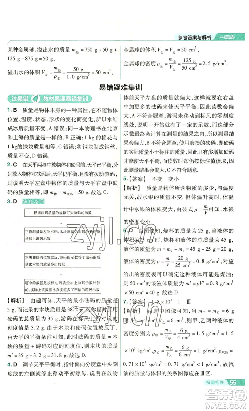 南京師范大學(xué)出版社2022秋季一遍過(guò)八年級(jí)上冊(cè)物理滬科版參考答案