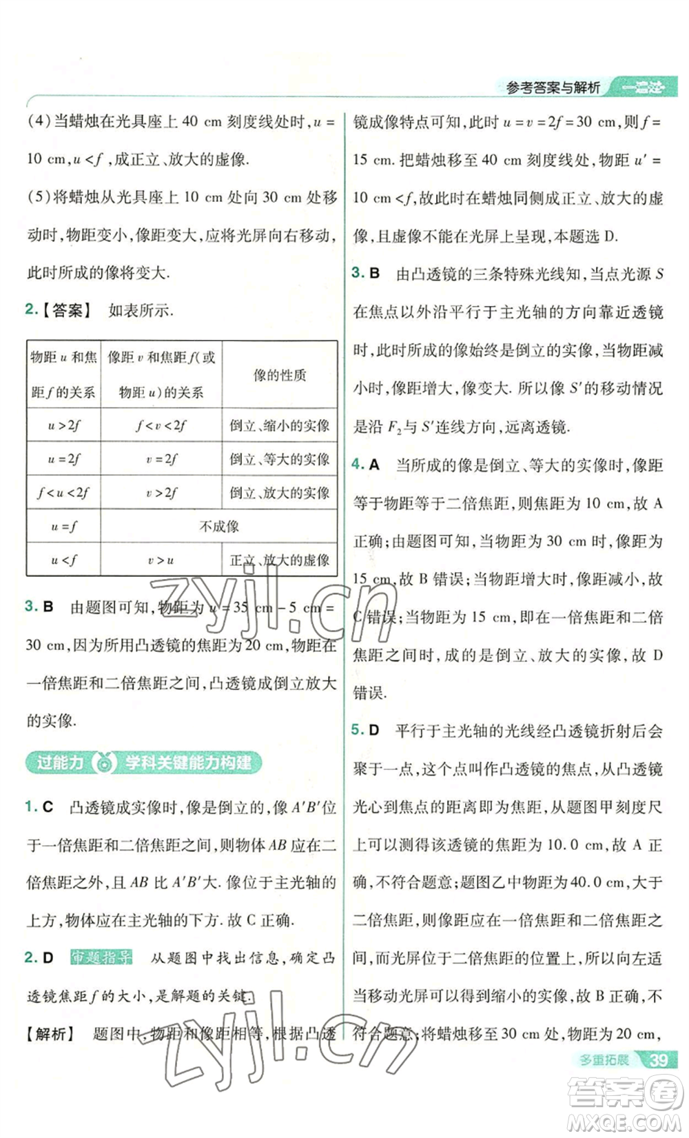 南京師范大學(xué)出版社2022秋季一遍過八年級(jí)上冊(cè)物理蘇科版參考答案