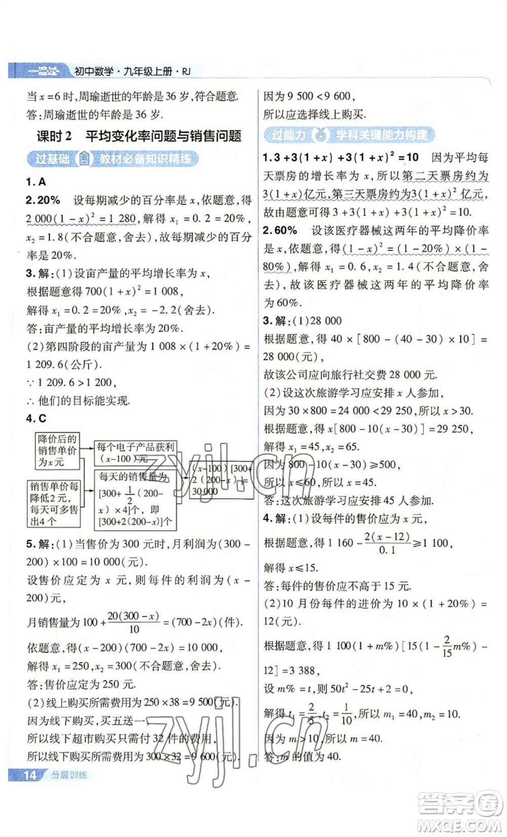 南京師范大學(xué)出版社2022秋季一遍過九年級上冊數(shù)學(xué)人教版參考答案