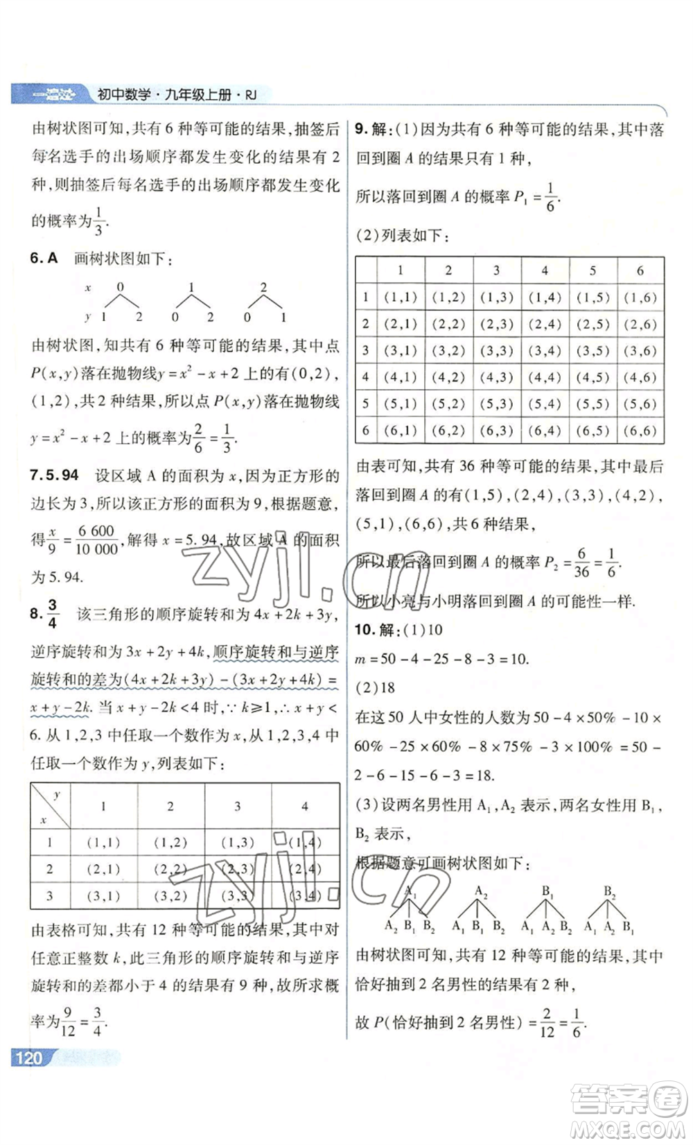 南京師范大學(xué)出版社2022秋季一遍過九年級上冊數(shù)學(xué)人教版參考答案