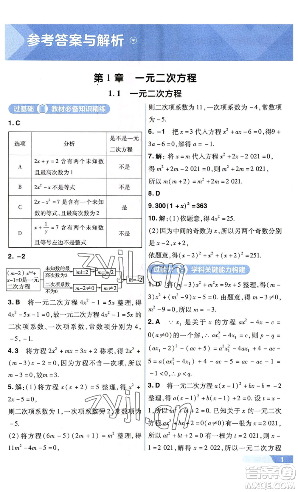 南京師范大學(xué)出版社2022秋季一遍過(guò)九年級(jí)上冊(cè)數(shù)學(xué)蘇科版參考答案