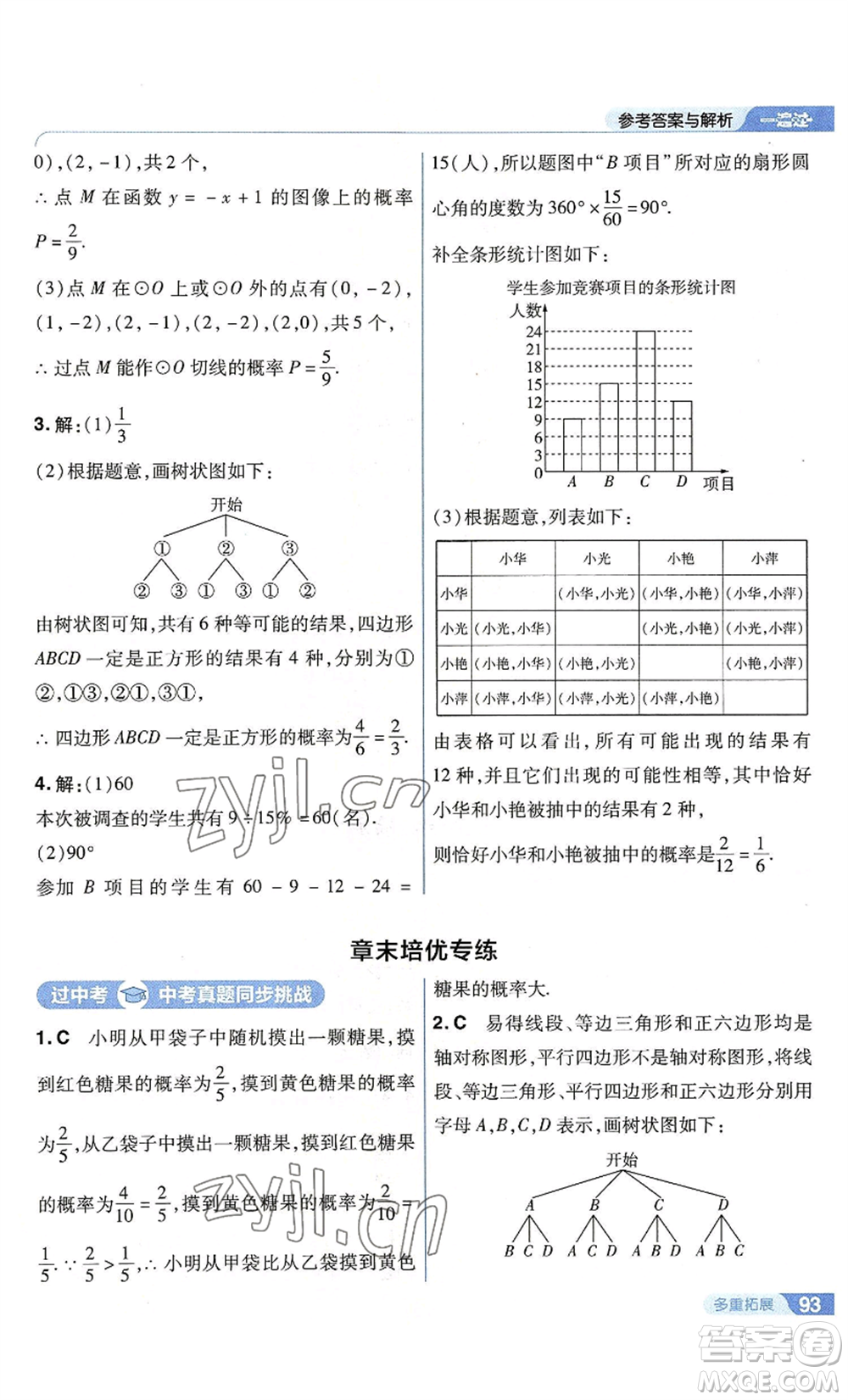 南京師范大學(xué)出版社2022秋季一遍過(guò)九年級(jí)上冊(cè)數(shù)學(xué)蘇科版參考答案