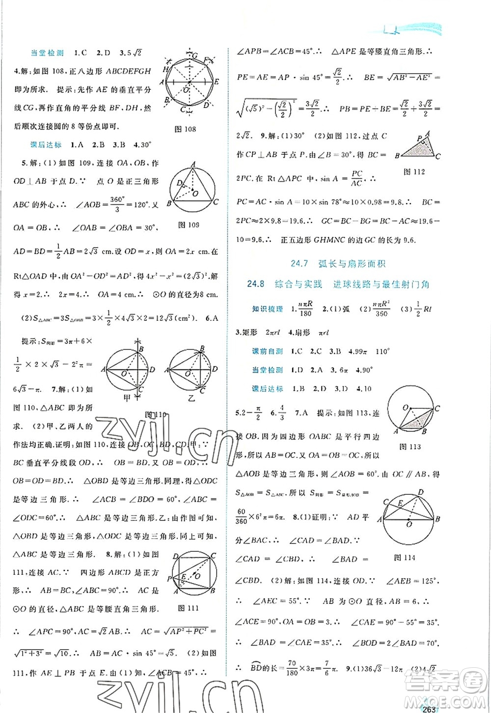 廣西師范大學(xué)出版社2022新課程學(xué)習(xí)與測評同步學(xué)習(xí)九年級數(shù)學(xué)全一冊滬科版答案