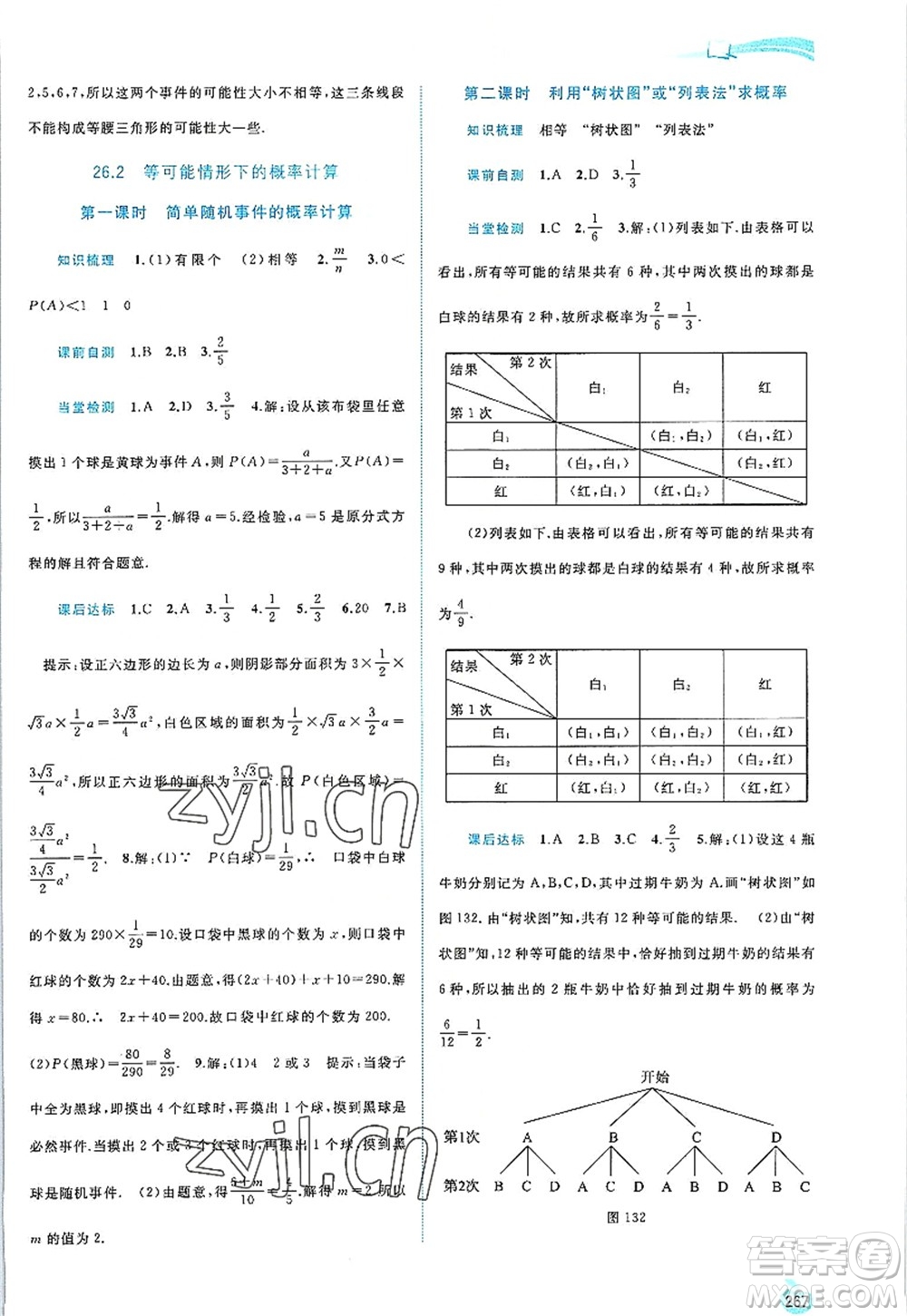 廣西師范大學(xué)出版社2022新課程學(xué)習(xí)與測評同步學(xué)習(xí)九年級數(shù)學(xué)全一冊滬科版答案