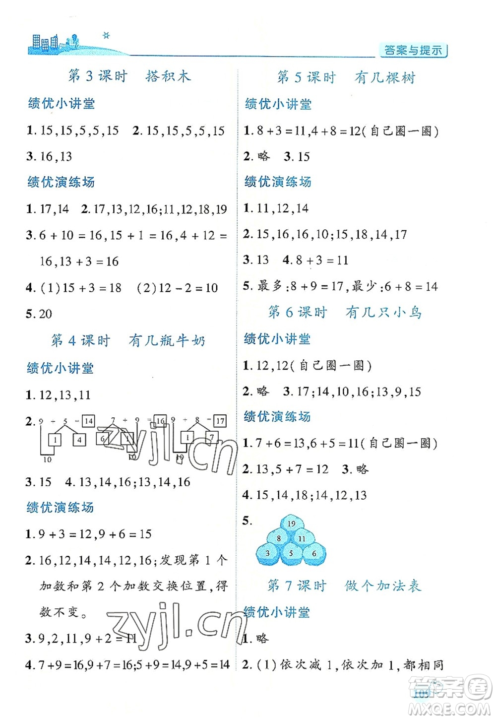 陜西師范大學出版總社有限公司2022績優(yōu)學案一年級上冊數(shù)學人教版參考答案