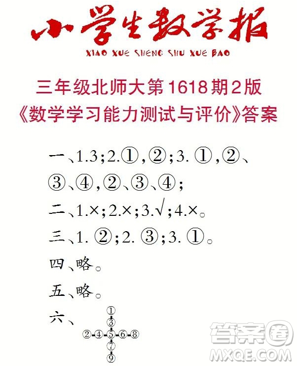 2022秋小學(xué)生數(shù)學(xué)報(bào)三年級(jí)第1618期答案