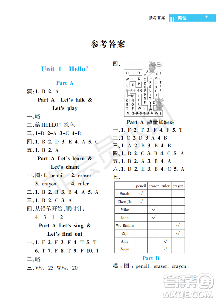 海南出版社2022新課程學(xué)習(xí)指導(dǎo)三年級(jí)英語上冊(cè)人教版答案