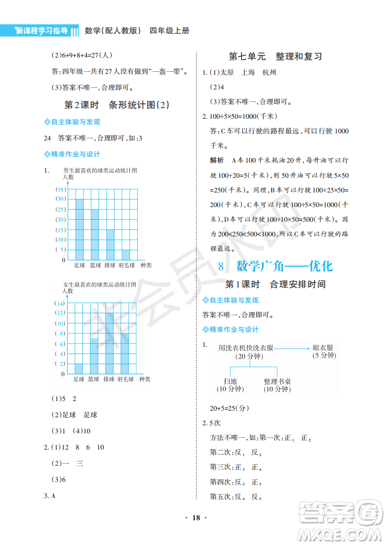 海南出版社2022新課程學(xué)習(xí)指導(dǎo)四年級數(shù)學(xué)上冊人教版答案