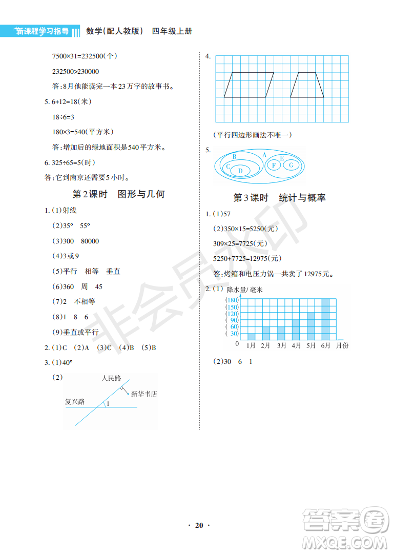 海南出版社2022新課程學(xué)習(xí)指導(dǎo)四年級數(shù)學(xué)上冊人教版答案