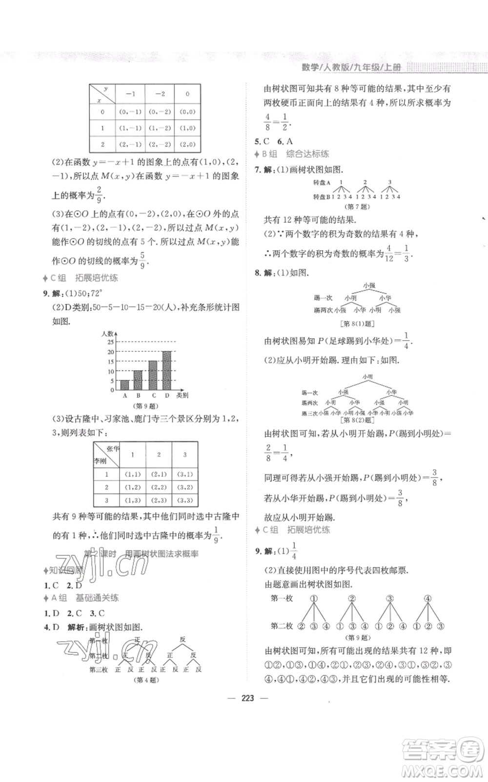 安徽教育出版社2022新編基礎(chǔ)訓(xùn)練九年級上冊數(shù)學(xué)人教版參考答案